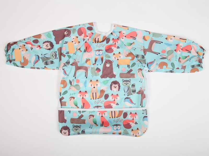 Sigzagor Baby Bib Long Sleeved Shirt With Pocket 1-3 years old Toddler Kids (Animal Forest) - Image 2